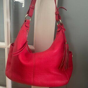 Isaac Mizrahi Pebbles Leather Red Shoulder Purse Bag